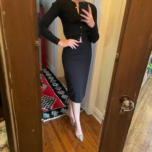 Size 2 J Crew 365 Pencil Skirt Black Slit Back